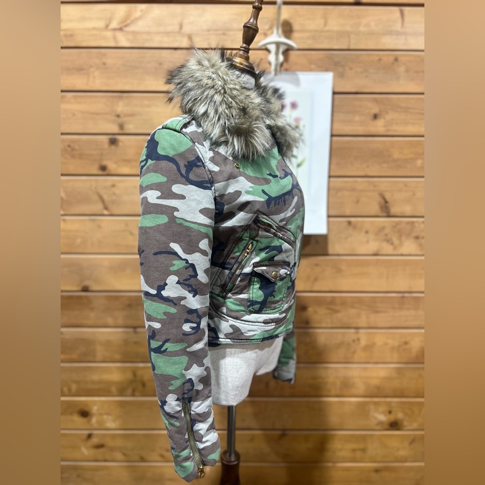 Denim & Supply Ralph Lauren Camo Moto Jacket w/ Faux Fur Collar Deadstock Size M - Picture 8 of 16